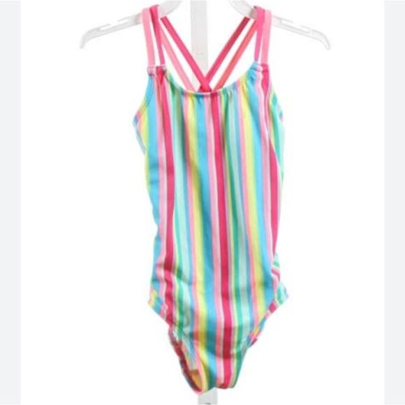 land's End multicolor striped one piece swimsuit. - Picture 1 of 6